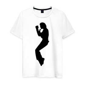 Мужская футболка хлопок с принтом Поп-король Майкл Джексон в Тюмени, 100% хлопок | прямой крой, круглый вырез горловины, длина до линии бедер, слегка спущенное плечо. | michael jackson | короь | легенда | майкл джексон | поп