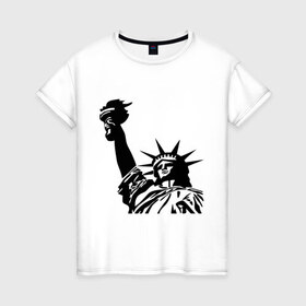 Женская футболка хлопок с принтом Статуя свободы в Тюмени, 100% хлопок | прямой крой, круглый вырез горловины, длина до линии бедер, слегка спущенное плечо | freedom | америка | символ америки | статуя | статуя свободы | статуя свободы в ny.штаты | сша
