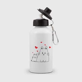 Бутылка спортивная с принтом Кошачья любовь в Тюмени, металл | емкость — 500 мл, в комплекте две пластиковые крышки и карабин для крепления | коты | кошачья любовь | кошки | любовь | сердце | чувства