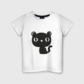 Детская футболка хлопок с принтом Милый котенок - мяу в Тюмени, 100% хлопок | круглый вырез горловины, полуприлегающий силуэт, длина до линии бедер | киса | котенок | котята | кошечка | кошки | мяу