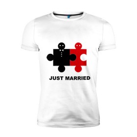 Мужская футболка премиум с принтом Для молодоженов в Тюмени, 92% хлопок, 8% лайкра | приталенный силуэт, круглый вырез ворота, длина до линии бедра, короткий рукав | жених | невеста