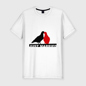 Мужская футболка премиум с принтом На свадьбу в Тюмени, 92% хлопок, 8% лайкра | приталенный силуэт, круглый вырез ворота, длина до линии бедра, короткий рукав | голуби | любовь