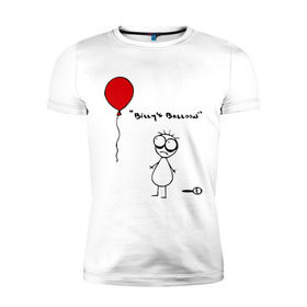 Мужская футболка премиум с принтом Billy `s Balloon Мальчик с шариком в Тюмени, 92% хлопок, 8% лайкра | приталенный силуэт, круглый вырез ворота, длина до линии бедра, короткий рукав | billys balloon | мальчик с шариком