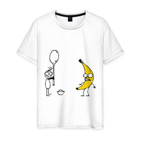 Мужская футболка хлопок с принтом I`m a Banana в Тюмени, 100% хлопок | прямой крой, круглый вырез горловины, длина до линии бедер, слегка спущенное плечо. | банан