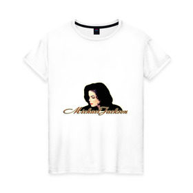 Женская футболка хлопок с принтом Майкл Джексон в Тюмени, 100% хлопок | прямой крой, круглый вырез горловины, длина до линии бедер, слегка спущенное плечо | Тематика изображения на принте: майкл джексон
