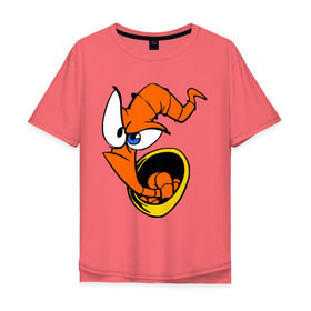 Мужская футболка хлопок Oversize с принтом Червяк Джим (Earthworm jimm) в Тюмени, 100% хлопок | свободный крой, круглый ворот, “спинка” длиннее передней части | червяк джим. главный герой мультика 
