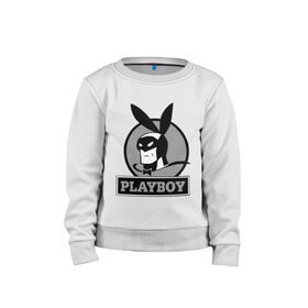 Детский свитшот хлопок с принтом Playboy (Человек-кролик) в Тюмени, 100% хлопок | круглый вырез горловины, эластичные манжеты, пояс и воротник | кролик | плейбой | плэйбой | символа playboy человек кролик. rabbitman.playboy