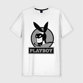 Мужская футболка премиум с принтом Playboy (Человек-кролик) в Тюмени, 92% хлопок, 8% лайкра | приталенный силуэт, круглый вырез ворота, длина до линии бедра, короткий рукав | кролик | плейбой | плэйбой | символа playboy человек кролик. rabbitman.playboy
