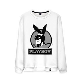 Мужской свитшот хлопок с принтом Playboy (Человек-кролик) в Тюмени, 100% хлопок |  | кролик | плейбой | плэйбой | символа playboy человек кролик. rabbitman.playboy
