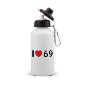 Бутылка спортивная с принтом Люблю позу 69 в Тюмени, металл | емкость — 500 мл, в комплекте две пластиковые крышки и карабин для крепления | я люблю