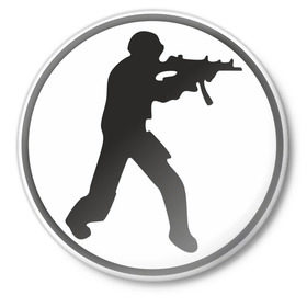 Значок с принтом Counter-Strike в Тюмени,  металл | круглая форма, металлическая застежка в виде булавки | counter strike | countre strike | cs | контер страйк | контр страйк | контра