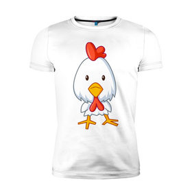 Мужская футболка премиум с принтом Цыплёнок (2) в Тюмени, 92% хлопок, 8% лайкра | приталенный силуэт, круглый вырез ворота, длина до линии бедра, короткий рукав | животные | курица | птенец | птенчик | цыпа | цыпленок | цыплята