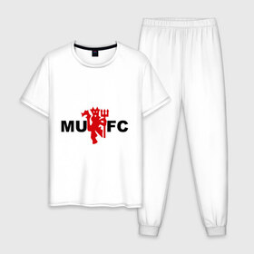 Мужская пижама хлопок с принтом Манчестер Юнайтед (manchester united) в Тюмени, 100% хлопок | брюки и футболка прямого кроя, без карманов, на брюках мягкая резинка на поясе и по низу штанин
 | manchester united | евро 2012 | манчестер юнайтед | футбольный клуб