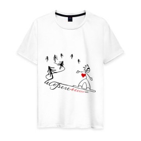 Мужская футболка хлопок с принтом Шерегеш (2) в Тюмени, 100% хлопок | прямой крой, круглый вырез горловины, длина до линии бедер, слегка спущенное плечо. | sheregesh | гора | сердце | склон | шерегеш | шория