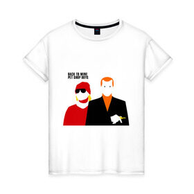 Женская футболка хлопок с принтом Pet Shop Boys (1) в Тюмени, 100% хлопок | прямой крой, круглый вырез горловины, длина до линии бедер, слегка спущенное плечо | pet shop boys | pet shop boys   back to mineboys | shop boys | музыка | пет шоп бойс