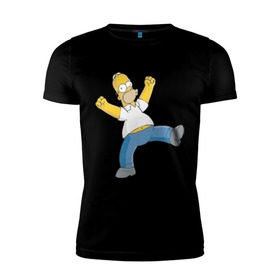 Мужская футболка премиум с принтом Гомер симпсон в Тюмени, 92% хлопок, 8% лайкра | приталенный силуэт, круглый вырез ворота, длина до линии бедра, короткий рукав | Тематика изображения на принте: гомер