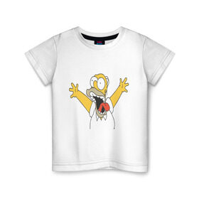 Детская футболка хлопок с принтом Crazy comer simpson в Тюмени, 100% хлопок | круглый вырез горловины, полуприлегающий силуэт, длина до линии бедер | гомер
