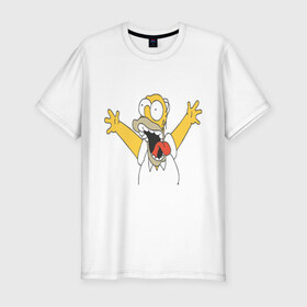 Мужская футболка премиум с принтом Crazy comer simpson в Тюмени, 92% хлопок, 8% лайкра | приталенный силуэт, круглый вырез ворота, длина до линии бедра, короткий рукав | гомер