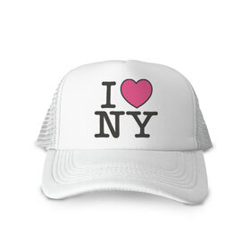 Кепка тракер с сеткой с принтом I Love NY - Я люблю Нью-Йорк в Тюмени, трикотажное полотно; задняя часть — сетка | длинный козырек, универсальный размер, пластиковая застежка | i love | i love ny | new york | new york. america | америка | американский | нью йорк | я люблю нью йорк