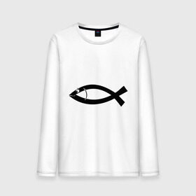 Мужской лонгслив хлопок с принтом Христианская рыбка в Тюмени, 100% хлопок |  | рыба | рыбка   символ христианства.баптисты | христианство