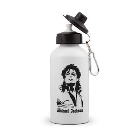 Бутылка спортивная с принтом Michael Jackson в Тюмени, металл | емкость — 500 мл, в комплекте две пластиковые крышки и карабин для крепления | jackson | michael | pop | джексон | майкл | майкл джексон | поп