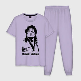 Мужская пижама хлопок с принтом Michael Jackson в Тюмени, 100% хлопок | брюки и футболка прямого кроя, без карманов, на брюках мягкая резинка на поясе и по низу штанин
 | jackson | michael | pop | джексон | майкл | майкл джексон | поп