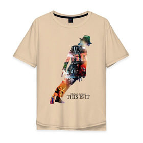 Мужская футболка хлопок Oversize с принтом Michael Jackson - This is it в Тюмени, 100% хлопок | свободный крой, круглый ворот, “спинка” длиннее передней части | майкл джексон