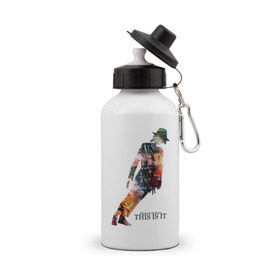 Бутылка спортивная с принтом Michael Jackson - This is it в Тюмени, металл | емкость — 500 мл, в комплекте две пластиковые крышки и карабин для крепления | майкл джексон