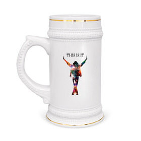 Кружка пивная с принтом Майкл Джексон в Тюмени,  керамика (Материал выдерживает высокую температуру, стоит избегать резкого перепада температур) |  объем 630 мл | Тематика изображения на принте: майкл джексон