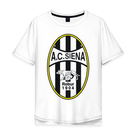 Мужская футболка хлопок Oversize с принтом Italian Serie A. AC Siena в Тюмени, 100% хлопок | свободный крой, круглый ворот, “спинка” длиннее передней части | 
