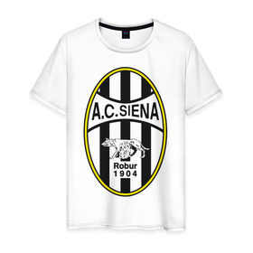 Мужская футболка хлопок с принтом Italian Serie A. AC Siena в Тюмени, 100% хлопок | прямой крой, круглый вырез горловины, длина до линии бедер, слегка спущенное плечо. | 