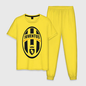 Мужская пижама хлопок с принтом Italian Serie A. Juventus FC в Тюмени, 100% хлопок | брюки и футболка прямого кроя, без карманов, на брюках мягкая резинка на поясе и по низу штанин
 | Тематика изображения на принте: фк | ювентус