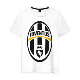 Мужская футболка хлопок с принтом Italian Serie A. Juventus FC в Тюмени, 100% хлопок | прямой крой, круглый вырез горловины, длина до линии бедер, слегка спущенное плечо. | Тематика изображения на принте: фк | ювентус