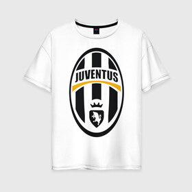 Женская футболка хлопок Oversize с принтом Italian Serie A Juventus FC в Тюмени, 100% хлопок | свободный крой, круглый ворот, спущенный рукав, длина до линии бедер
 | фк | ювентус