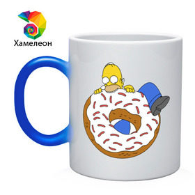 Кружка хамелеон с принтом Гомер и пончик в Тюмени, керамика | меняет цвет при нагревании, емкость 330 мл | гомер