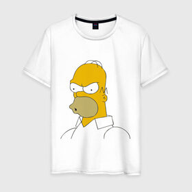 Мужская футболка хлопок с принтом Сердитый Гомер Симпсон в Тюмени, 100% хлопок | прямой крой, круглый вырез горловины, длина до линии бедер, слегка спущенное плечо. | гомер