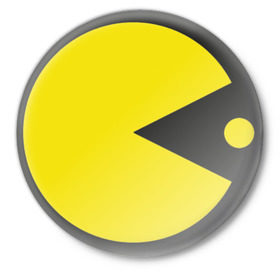 Значок с принтом Пакман в Тюмени,  металл | круглая форма, металлическая застежка в виде булавки | pacman | пакман | пакмен