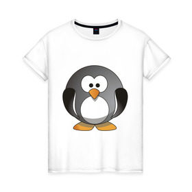 Женская футболка хлопок с принтом Пингвин (4) в Тюмени, 100% хлопок | прямой крой, круглый вырез горловины, длина до линии бедер, слегка спущенное плечо | 