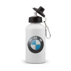 Бутылка спортивная с принтом BMW в Тюмени, металл | емкость — 500 мл, в комплекте две пластиковые крышки и карабин для крепления | bmw | авто | авто2012 | автомобиль | бмв | бренд | логотип | машина
