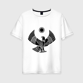 Женская футболка хлопок Oversize с принтом Дагестан в Тюмени, 100% хлопок | свободный крой, круглый ворот, спущенный рукав, длина до линии бедер
 | 05 регион | даг | дагестан | дагестанец | даги | орел