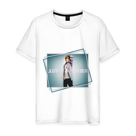 Мужская футболка хлопок с принтом Justin Bieber в Тюмени, 100% хлопок | прямой крой, круглый вырез горловины, длина до линии бедер, слегка спущенное плечо. | pop | джастин бибер | поп | сиена миллер | сиенна миллер