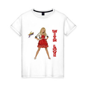 Женская футболка хлопок с принтом Hannah Montana в Тюмени, 100% хлопок | прямой крой, круглый вырез горловины, длина до линии бедер, слегка спущенное плечо | hannah montana | хана монтана | ханна монтана