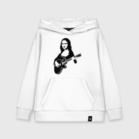 Детская толстовка хлопок с принтом Мона лиза с гитарой в Тюмени, 100% хлопок | Круглый горловой вырез, эластичные манжеты, пояс, капюшен | гитара