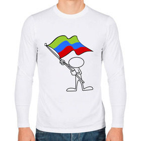 Мужской лонгслив хлопок с принтом Waving flag - Dagestan в Тюмени, 100% хлопок |  | 05 регион | даг | дагестан | даги | кавказ | кавказский | флаг