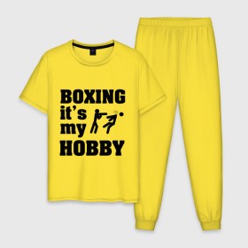 Мужская пижама хлопок с принтом Бокс - это мое хобби в Тюмени, 100% хлопок | брюки и футболка прямого кроя, без карманов, на брюках мягкая резинка на поясе и по низу штанин
 | Тематика изображения на принте: емельяненко