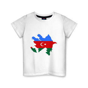 Детская футболка хлопок с принтом Azerbaijan map в Тюмени, 100% хлопок | круглый вырез горловины, полуприлегающий силуэт, длина до линии бедер | azerbaijan | azerbaijan map | map | азербайджан | азербайджанец | карта азербайджана