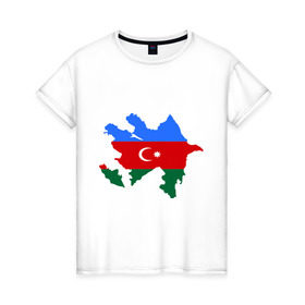 Женская футболка хлопок с принтом Azerbaijan map в Тюмени, 100% хлопок | прямой крой, круглый вырез горловины, длина до линии бедер, слегка спущенное плечо | azerbaijan | azerbaijan map | map | азербайджан | азербайджанец | карта азербайджана