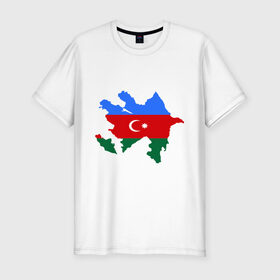 Мужская футболка премиум с принтом Azerbaijan map в Тюмени, 92% хлопок, 8% лайкра | приталенный силуэт, круглый вырез ворота, длина до линии бедра, короткий рукав | Тематика изображения на принте: azerbaijan | azerbaijan map | map | азербайджан | азербайджанец | карта азербайджана