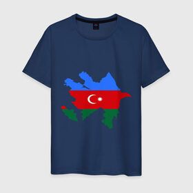 Мужская футболка хлопок с принтом Azerbaijan map в Тюмени, 100% хлопок | прямой крой, круглый вырез горловины, длина до линии бедер, слегка спущенное плечо. | Тематика изображения на принте: azerbaijan | azerbaijan map | map | азербайджан | азербайджанец | карта азербайджана