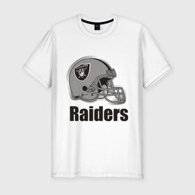Мужская футболка премиум с принтом Raiders (2) в Тюмени, 92% хлопок, 8% лайкра | приталенный силуэт, круглый вырез ворота, длина до линии бедра, короткий рукав | Тематика изображения на принте: freeride | raiders | райдер | райдеры | фрирайд | шлем